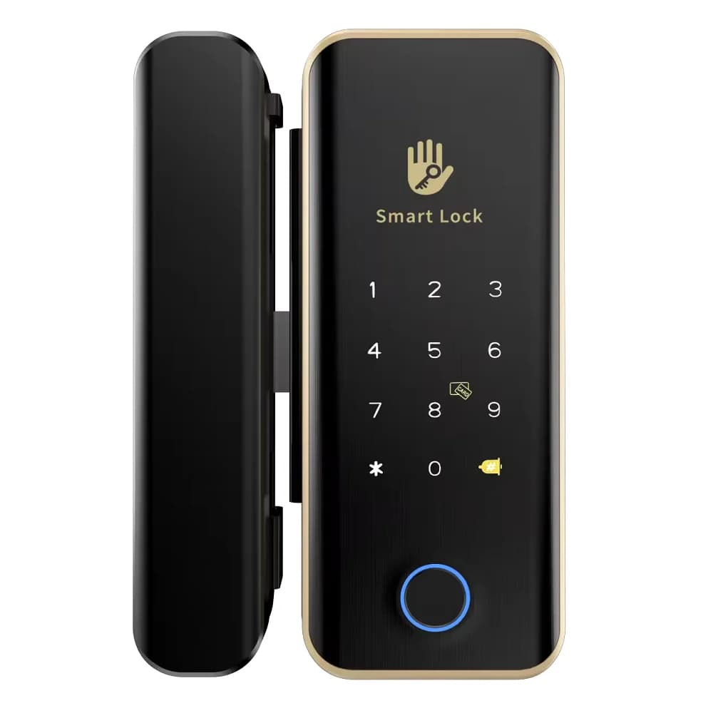 TTLock Serratura intelligente per impronte digitali con chiave APP Sblocco remoto Sistema di controllo accessi con serratura per porta scorrevole in vetro con cornice senza telaio