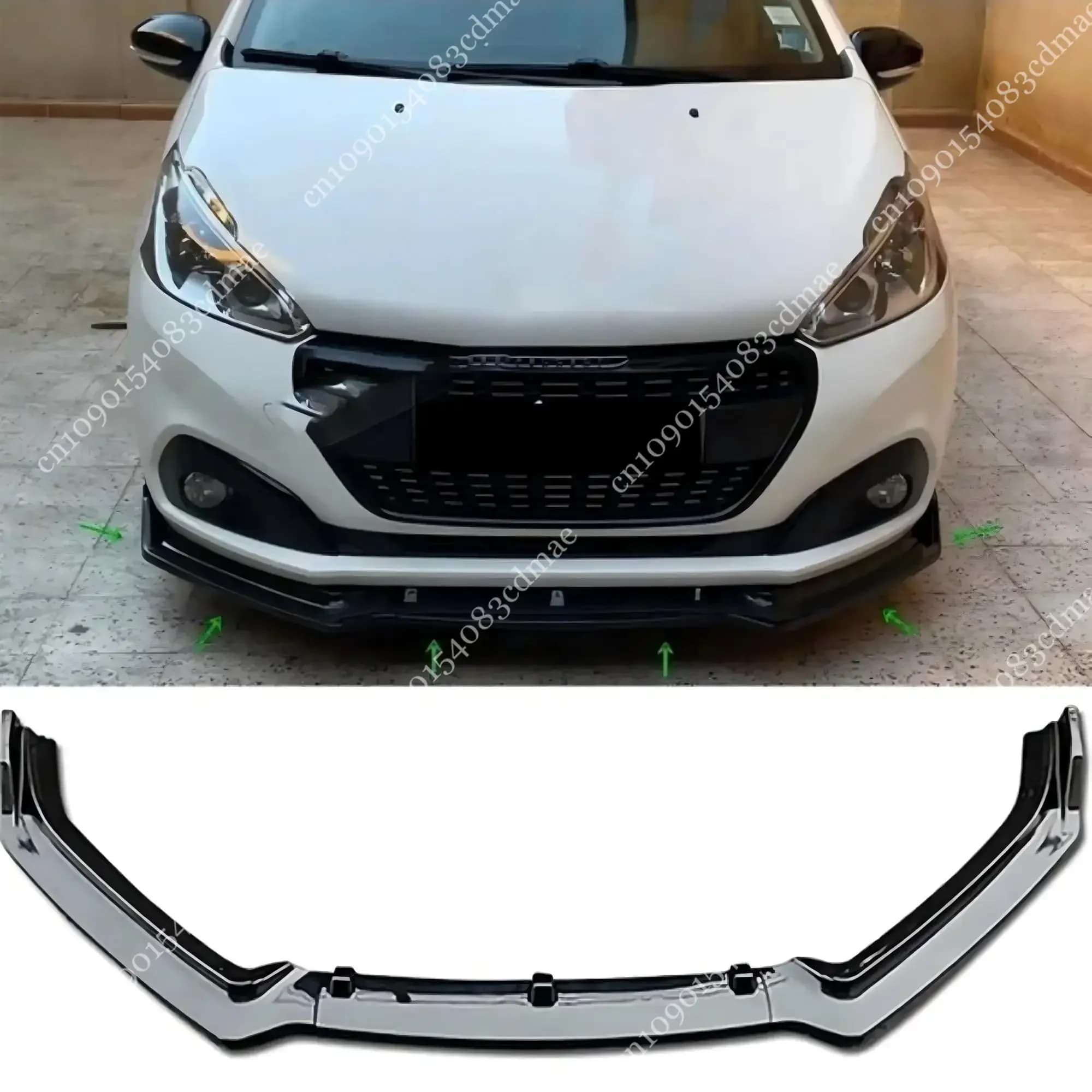 Front Bumper Spoiler Lip Splitter Diffuser for Peugeot 208 GTI PureTech THP BlueHDi VTi HDi 2012-2018 Body Aero Kit Tuning Gloss
