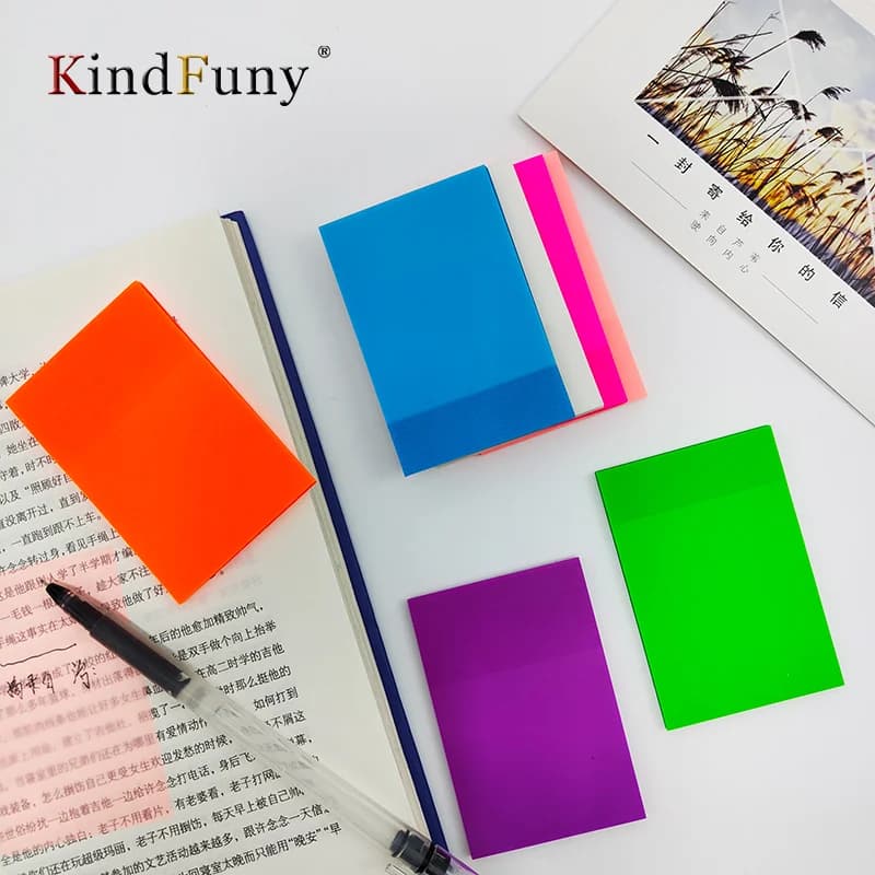 KindFuny 210 pz Note Appiccicose Trasparenti Pubblicato Memo Pad Scrape Adesivi Impermeabile Trasparente Blocco Note di Cancelleria Scolastica