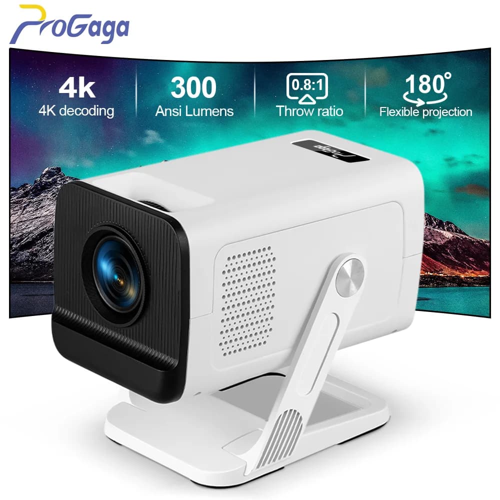 PROGAGA PG310 Smart Android Projector 300Ansi BT5.4 4K Projetor For Movie Home Theater Outdoor Video Mini Portable Beamer
