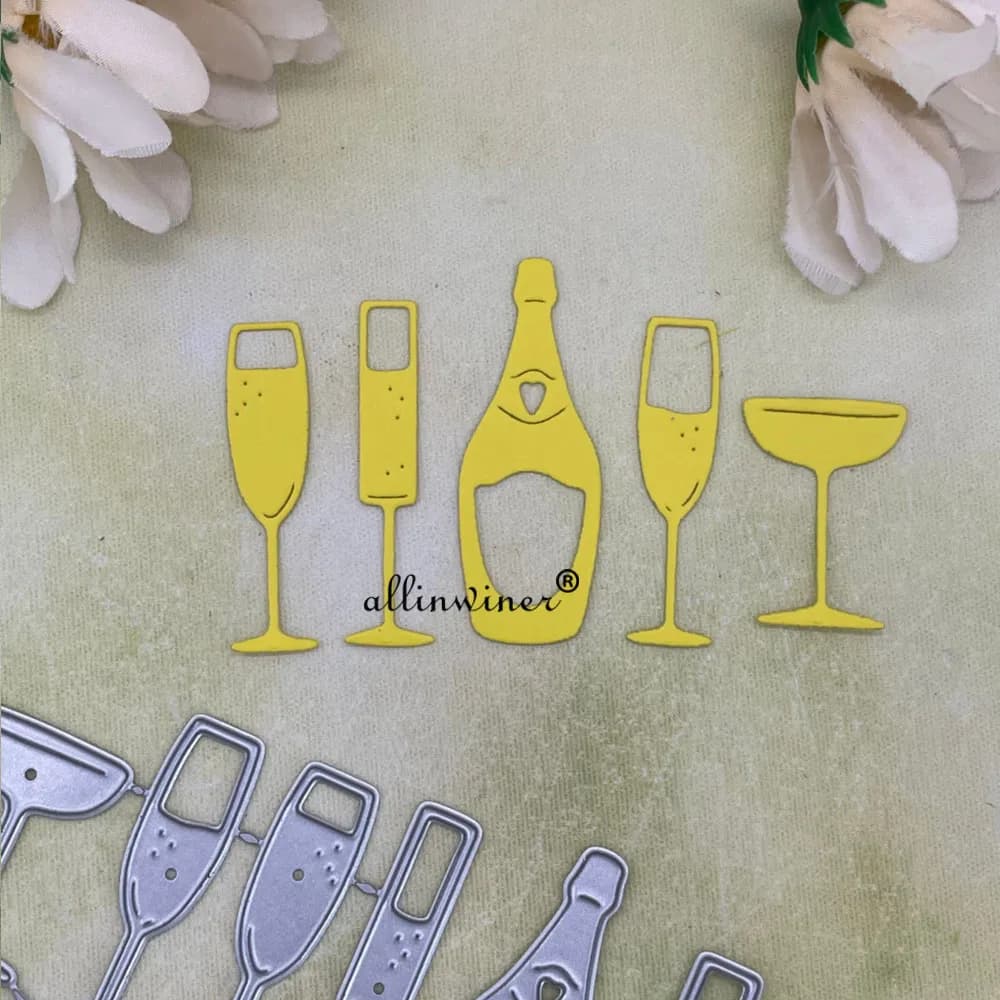 Nuovi Fustelle in Metallo a Forma di Bottiglia di Vino e Calice per Scrapbooking, Album, Biglietti, Decorazioni e Lavori Artigianali