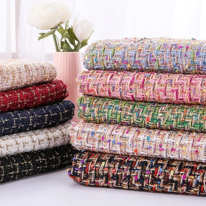 Tessuto tweed strisce scozzesi tessuto di lana abbigliamento borsa fatta a mano panno fai da te al mezzo metro