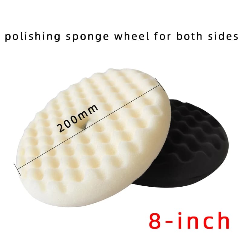 8-inch Double-sided Wave Polishing Sponge Wheel 5707 White Black 5706 Coarse Wax Car Waxing Sponge Disc