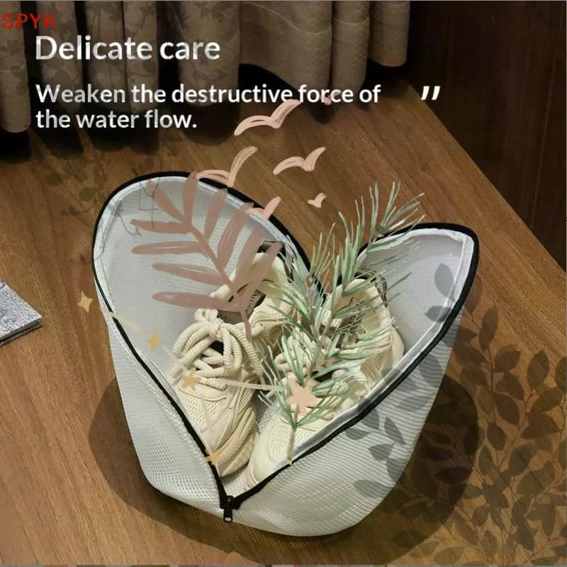 Mesh Laundry Bag Washing Machine Shoes Bag With Zips: Travel Shoe Storage Protective Clothes Organizer