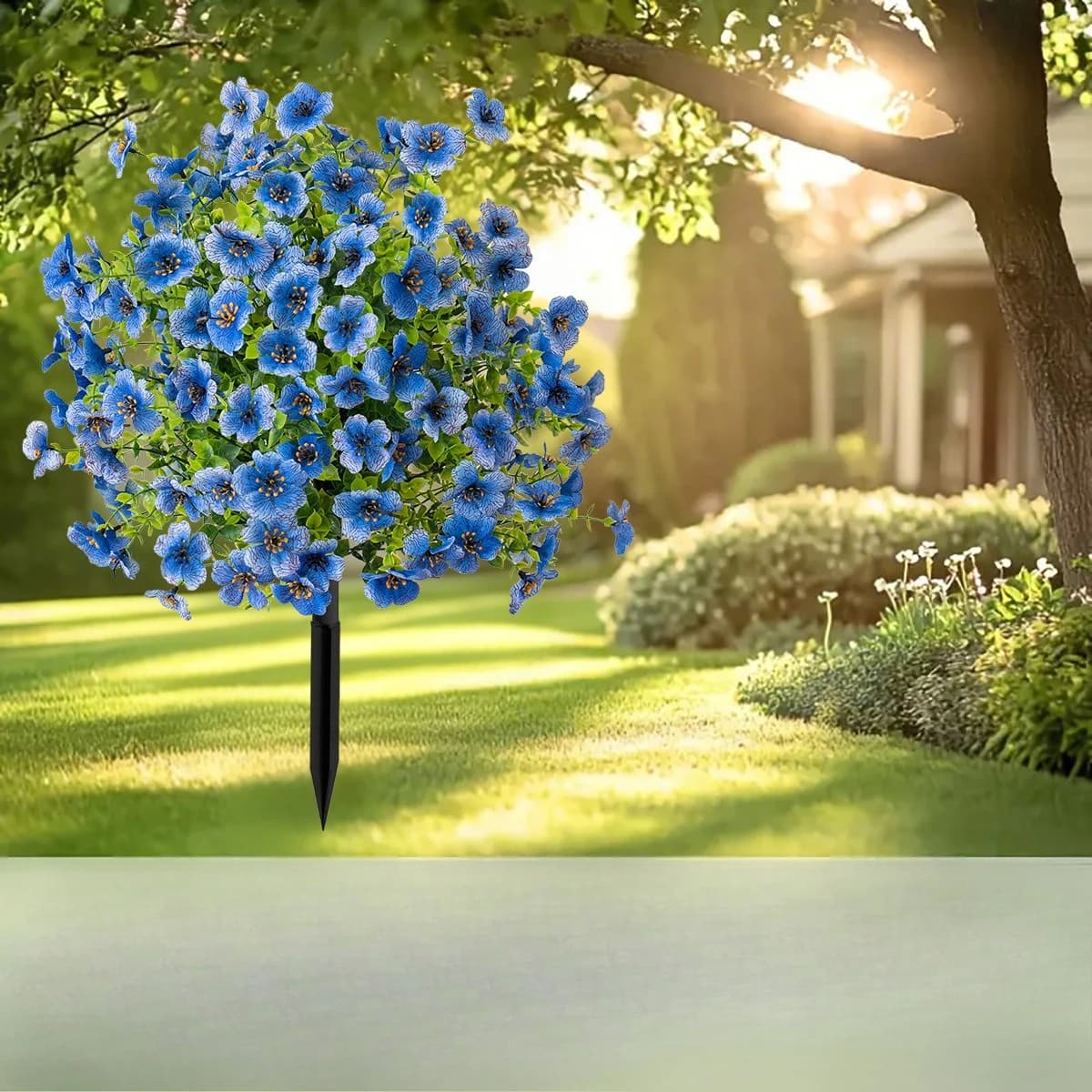 2PC Flower Simulation Violet Ground Tree Outdoor Garden Set Decoration Eucalyptus Leaves Small Daisies Pot Plant