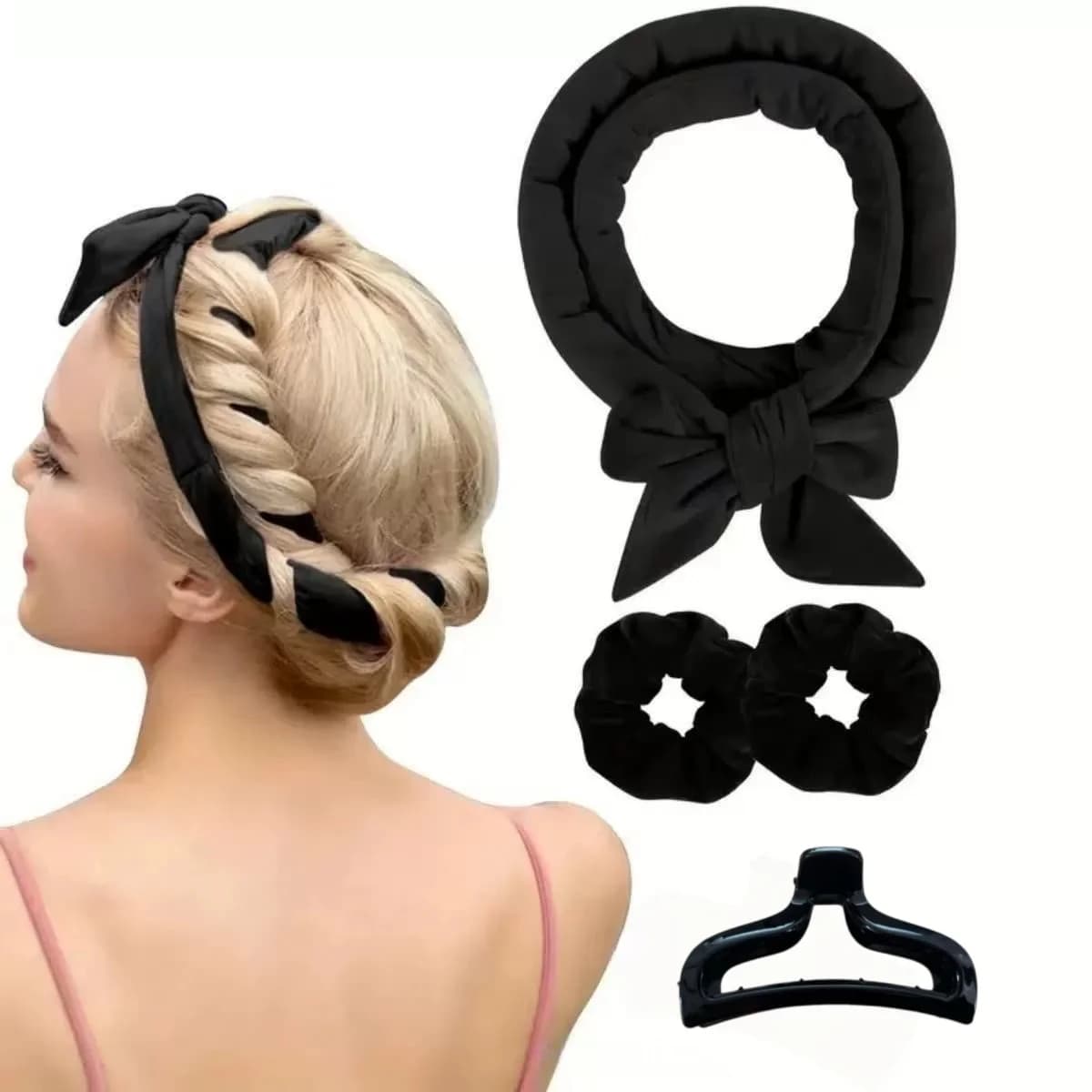 Iron curlers without heat for lazy people, bow hair band, braid hair clips, night hair clips