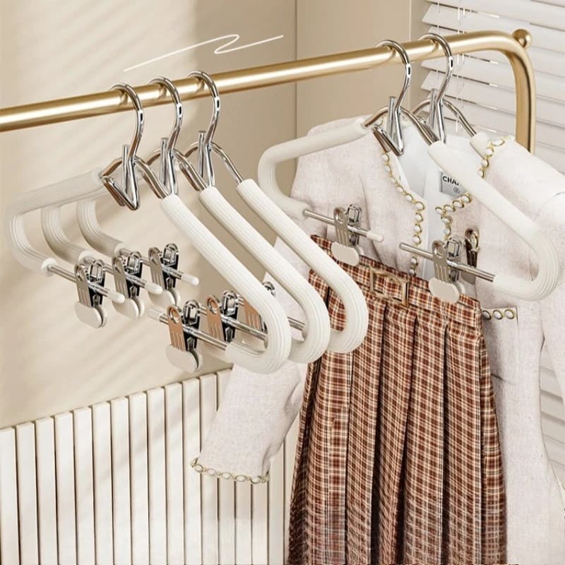 Set of 3 Multifunctional Hangers with Clips and Hook Integrated for Pants, Anti-slip Design for Drying and Store Clothes