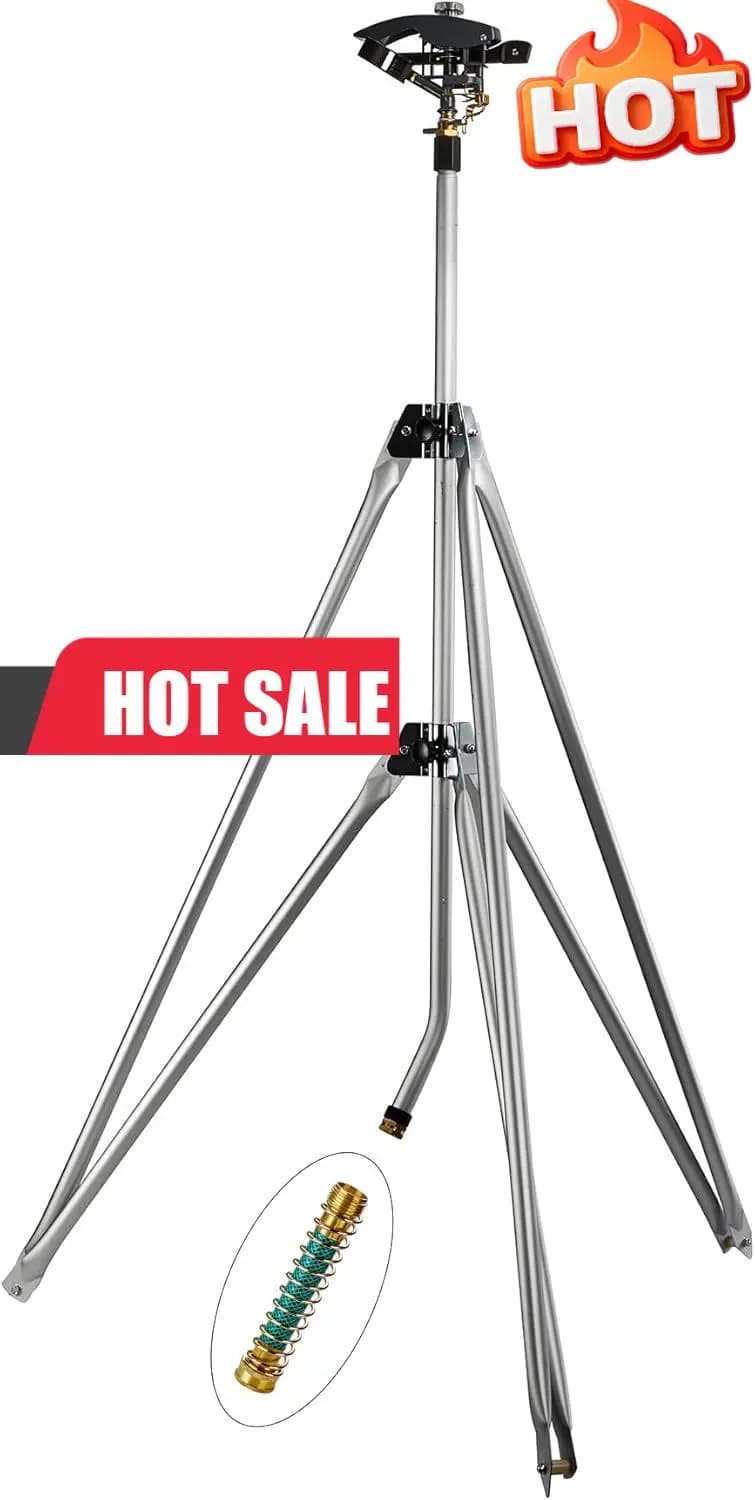 Irrigatore a treppiede per impieghi gravosi 300003, Irrigatore a lungo raggio con portata di 125 piedi di diametro, 360° ° Controllo della portata, altezza del treppiede 48-72 pollici