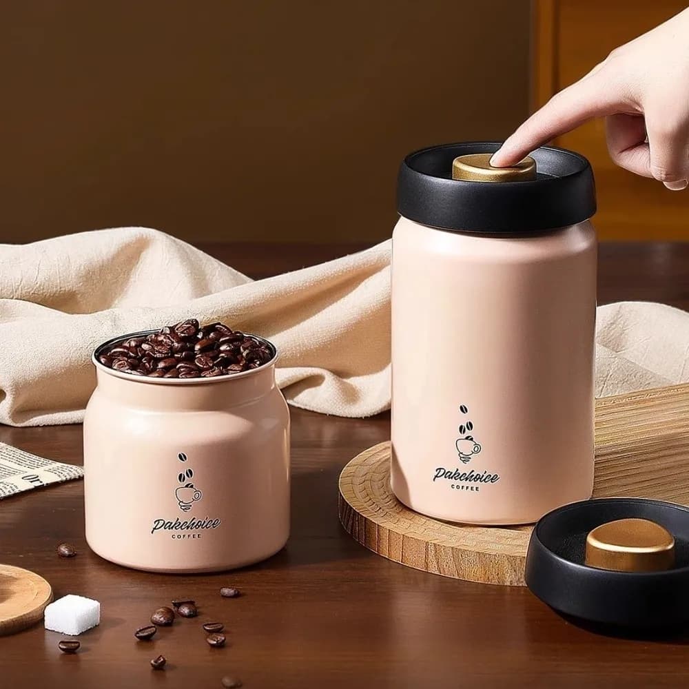 Stainless Steel Vacuum Coffee Container Thickened Moisture-Proof Coffee Bean Storage Rust-proof Keep Fresh Food Storage Jar