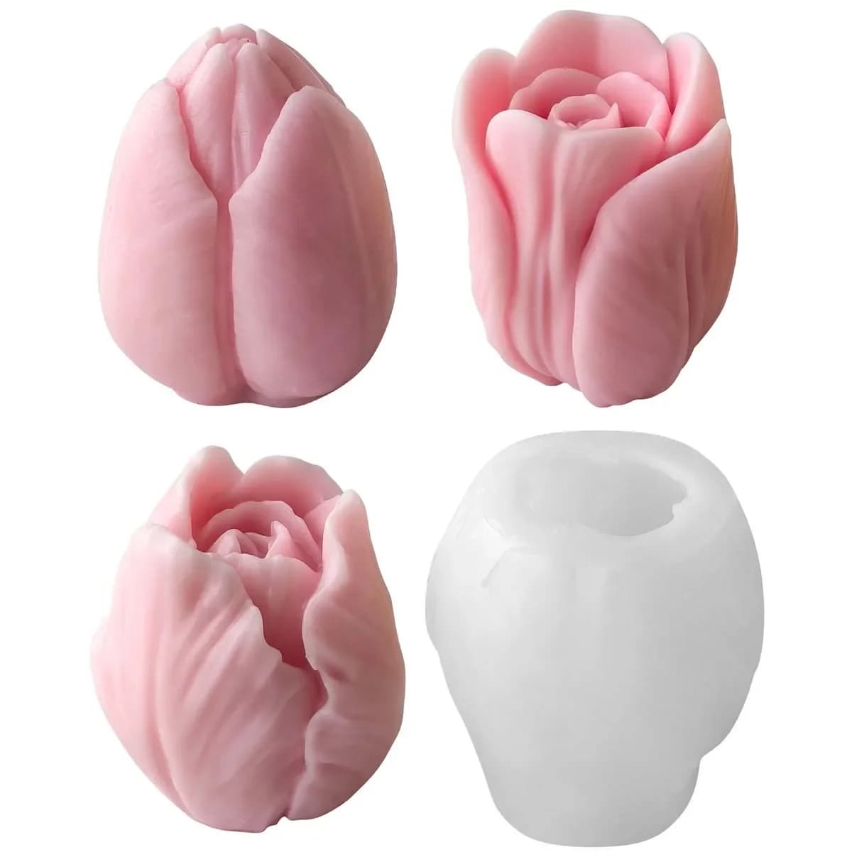 Stampi in Silicone per Candele Profumate Fatte a Mano, Resina, Fiori, Tulipani, Stampi per Biscotti, Cioccolato e Caramelle Fatti in Casa, Utensile per Pasticceria