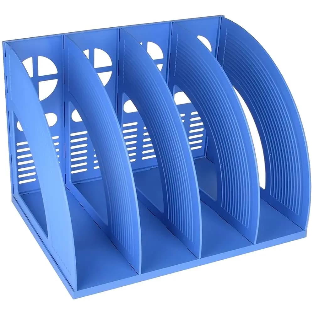 Portariviste Robusto in Plastica con 4 Scomparti, Organizzatore da Scrivania Verticale per Documenti A4, Divisorio per Cartelle, Portaoggetti per Carta e Riviste