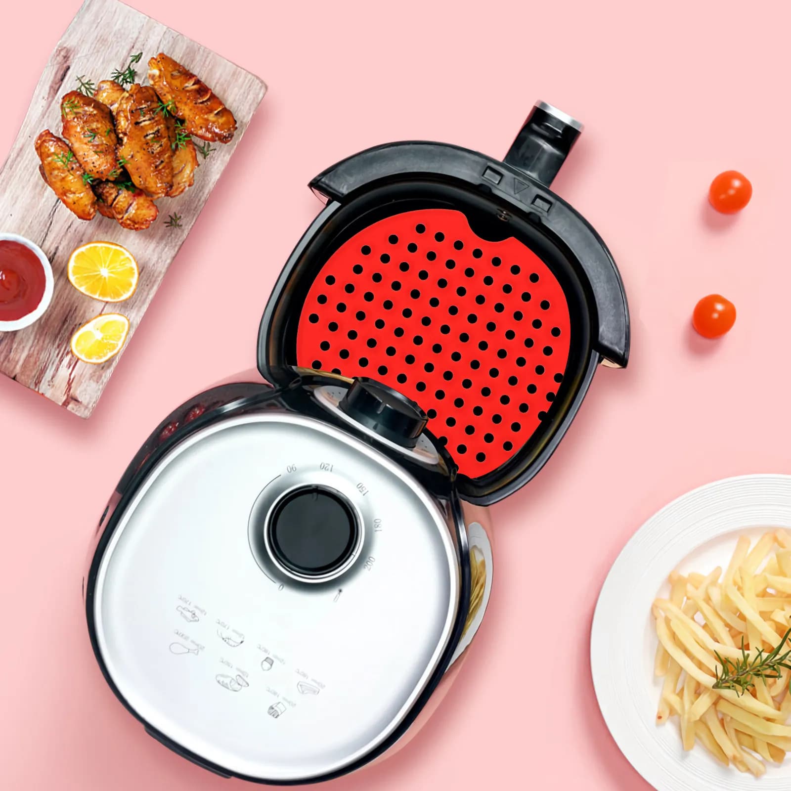 1 Pezzo Tappetino in Silicone Antiaderente Riutilizzabile per Friggitrice ad Aria, Tappetino da Forno Perforato, Tappetino per Vaporiera da Cucina, Rivestimento per Drenaggio Olio, Accessorio da Cucina per Cottura