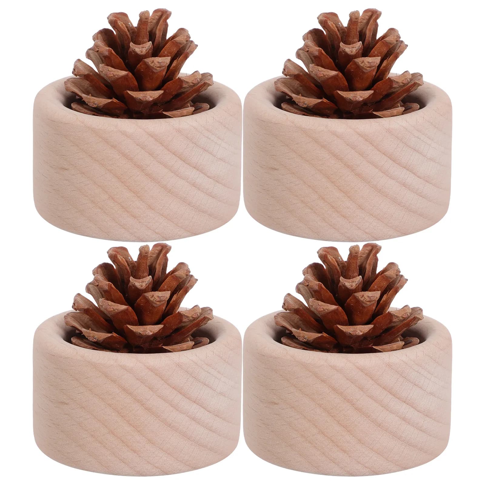 Set di 4 Diffusori di Oli Essenziali in Legno, Design Cilindrico Minimalista per Casa, Ufficio, Camera da Letto e Sala Yoga