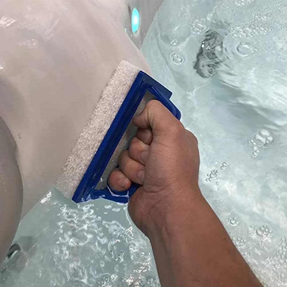 Spazzola in spugna per la pulizia di piscine con manico, spazzola manuale per la pulizia della superficie della piscina, scrubber per vasche idromassaggio e spa.