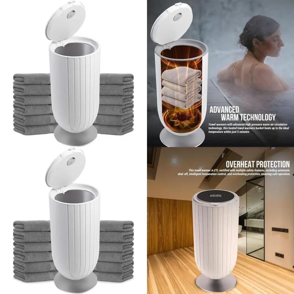 Scaldasalviette da Bagno a Riscaldamento Rapido in 5 Minuti, 4 Barre, Spegnimento Automatico, Aromaterapia, Luce Notturna, Certificato ETL per Asciugamani, Coperte, Cuscini