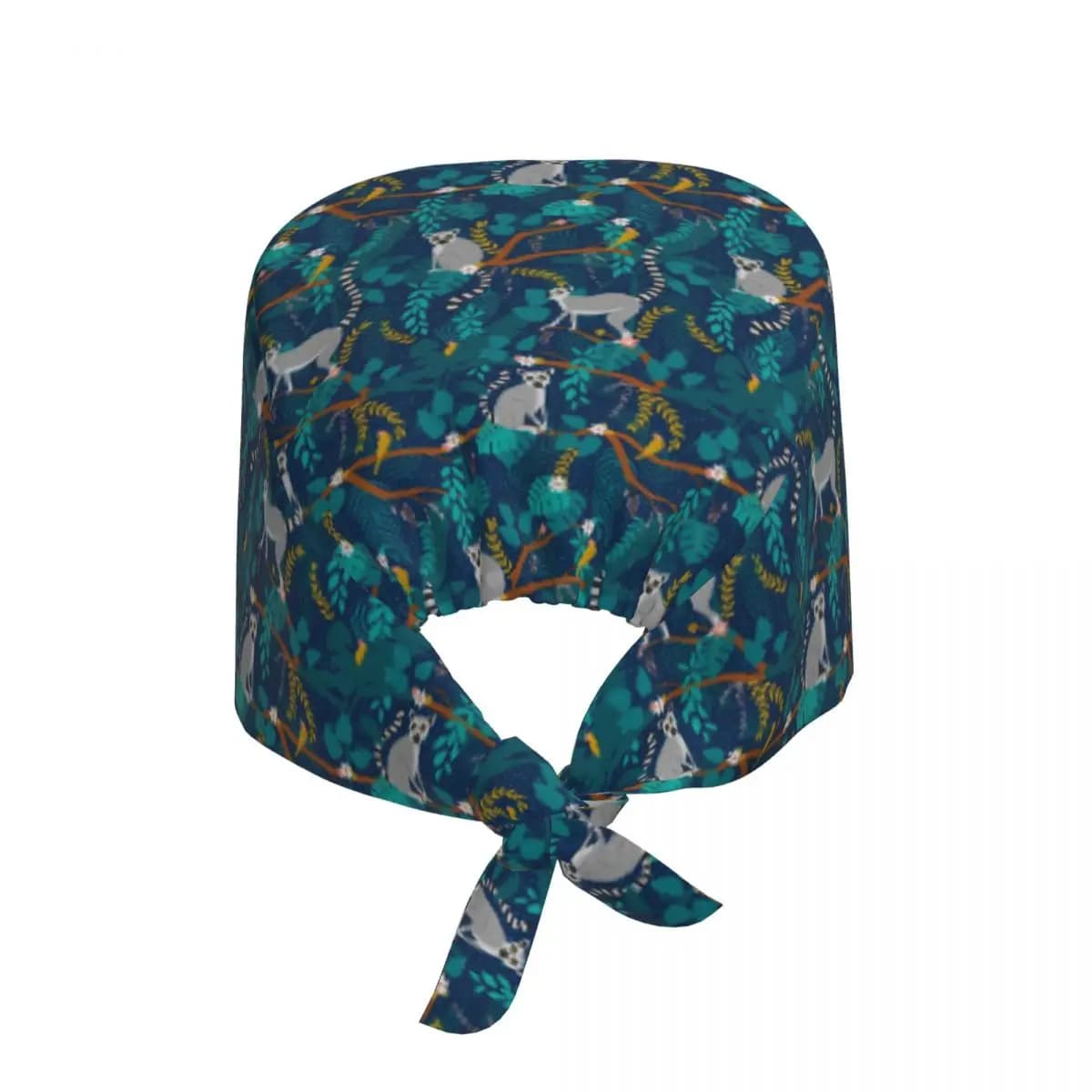 Lemurs In A Blue Jungle Scrub Hat Doctor Working Surgical Cap Men Women Adjustable Nursing Caps for Dentist