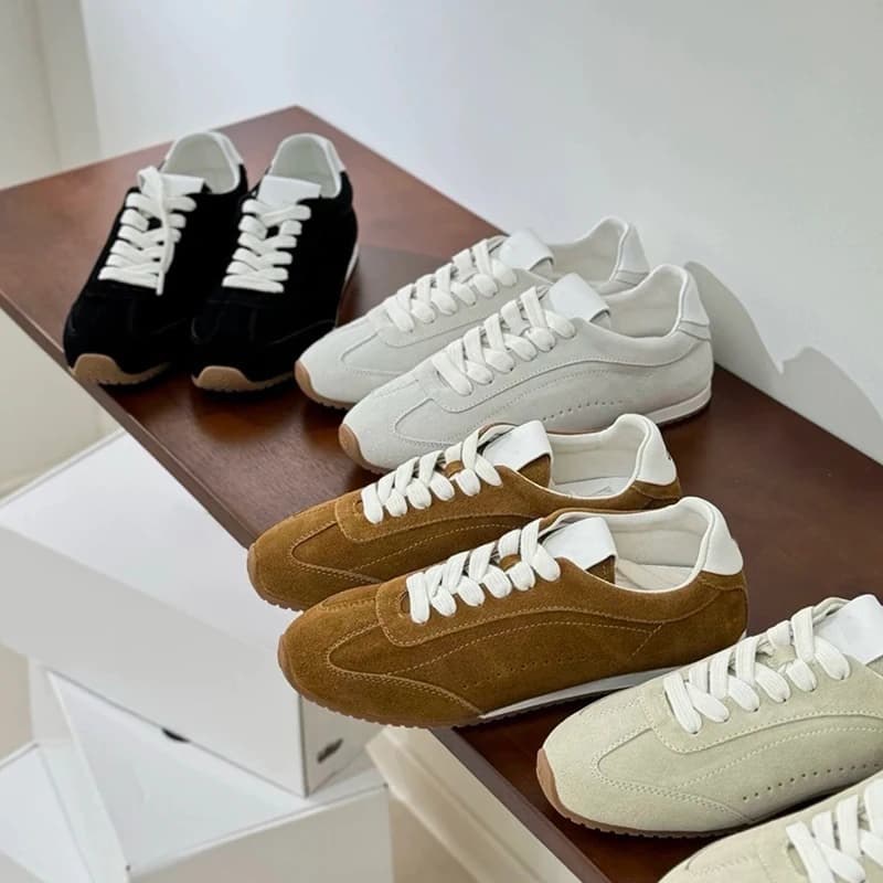 Women's casual shoes unisex Genuine Suede sneakers Men's stringed walking shoes White shoes Women's shoes signed
