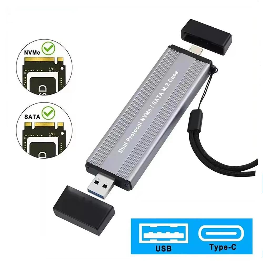 Adattatore per custodia SSD M.2 NVMe USB C 3.2 Gen 2 10Gbps NVME per lettore M-Key 2230/2242/2260/2280M2 USB esterno in alluminio A M2