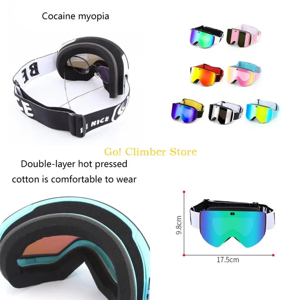 Q84C Goggle magnetiche Snowboard Snowboard Snow Snow Sports Lens Double Strays Anti Fog Skiing Glasses UV per il pattinaggio