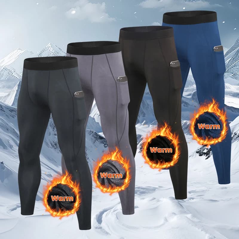 Leggings attillati da corsa caldi autunnali e invernali da uomo Sport Palestra Fitness Pantaloni da jogging Leggings a compressione da corsa ad asciugatura rapida
