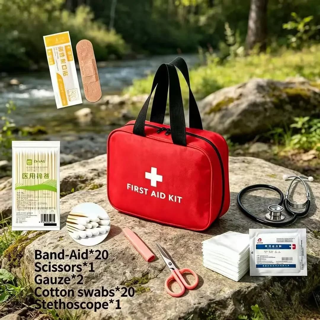 Outdoor Emergency First Aid Kit Medical Storage Bag Complete Wound Treatment Supplies For Travel Hiking Vehicle Camping Gear