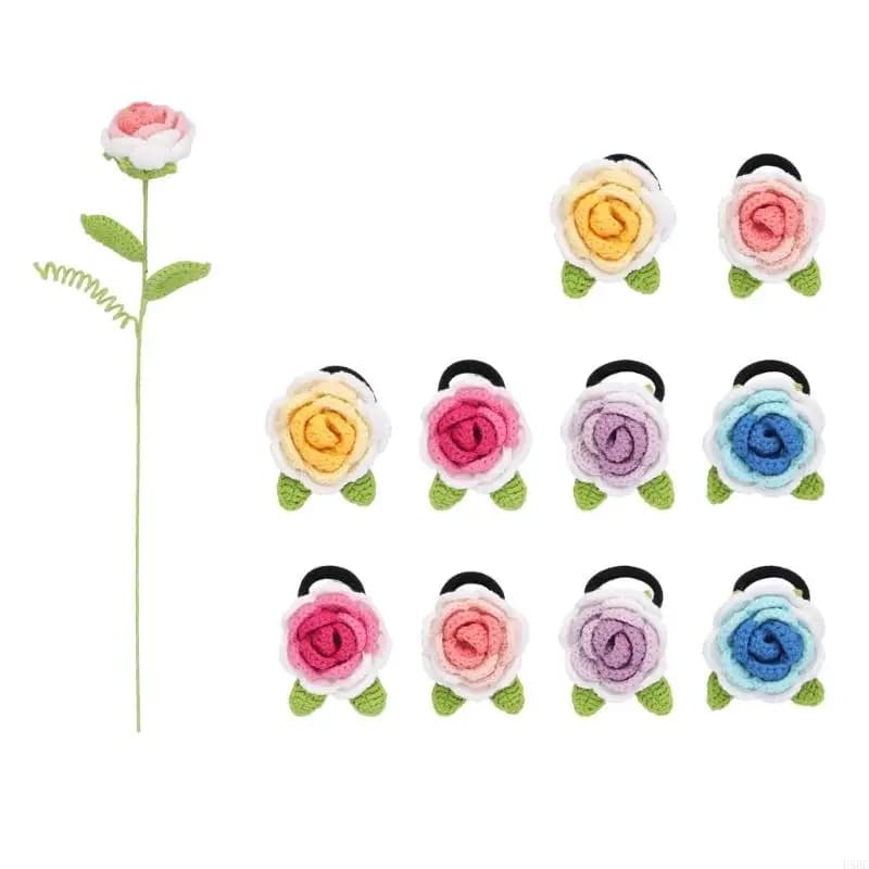 per uncinetto con fascia per capelli a fiori con ago per uncinetto Set per maglieria Corde per capelli fatte a mano per