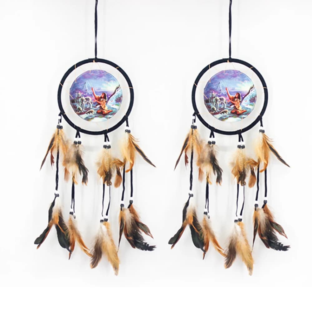 Middle Wholesale Handmade Indian Dream Catcher Mesh with Feather Home Decor Christmas Party Supplies
