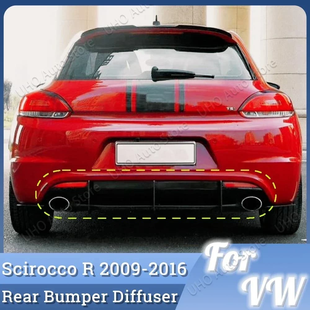 Splitter Spoiler Labbro Accessori Per Volkswagen Per VW Scirocco R 2009-2016 Nero Paraurti Posteriore Diffusore Staffa di Scarico Body Kit