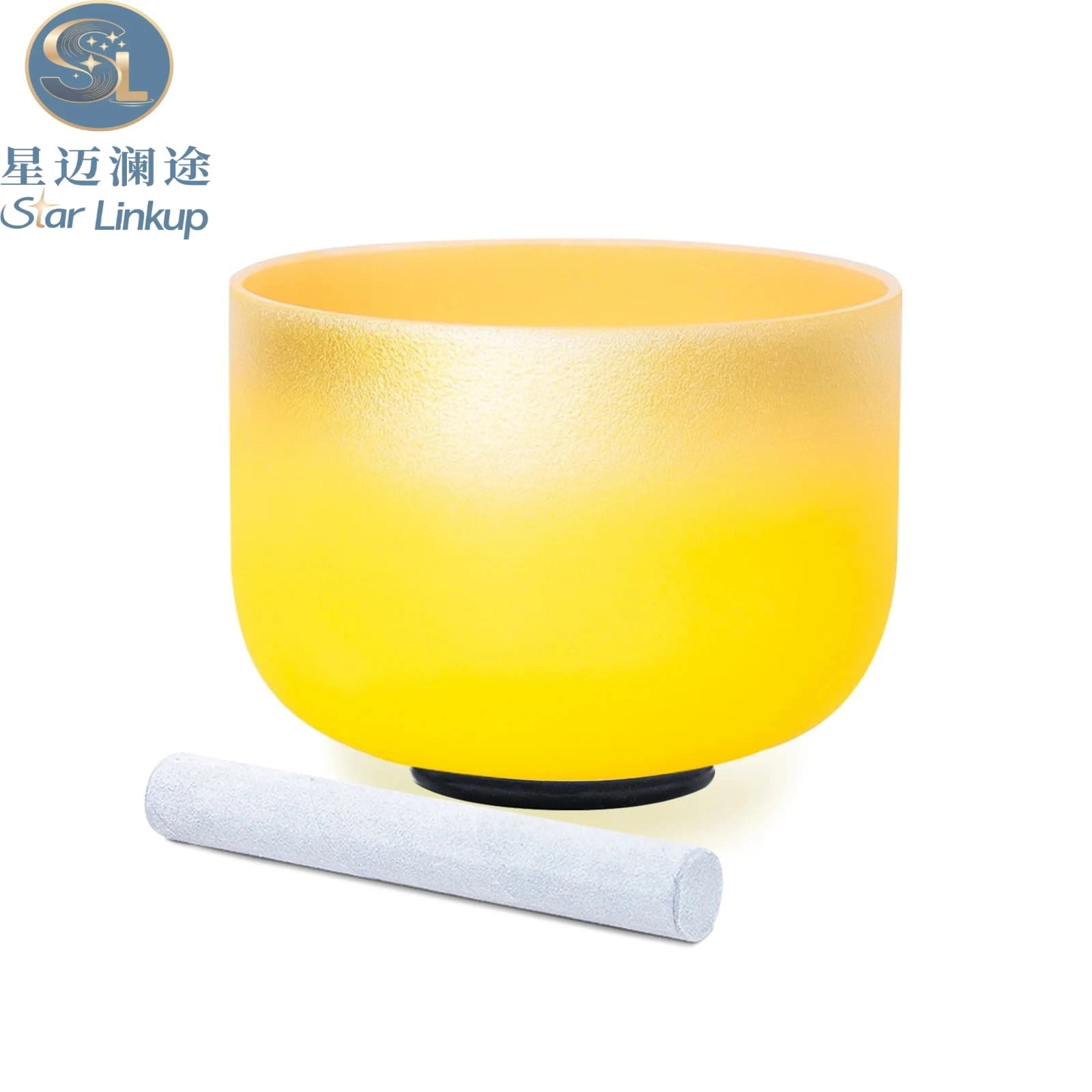 Star Linkup 8 Inch Gold Trim Multicolor Quartz Crystal Chakra Singing Bowl, Three Optional Tuning Frequencies 432Hz Natural Cosmic Vibration, 440Hz International Standard Pitch, 528Hz Cellular Repair Healing Frequency, Resonance Percussion Musical