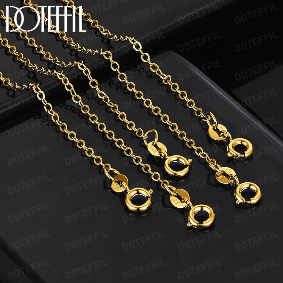 DOTEFFIL Collana a catena tipo O in vero oro 18 carati italiano da 1,2 mm per gioielli da donna con catene semplici di base alla moda