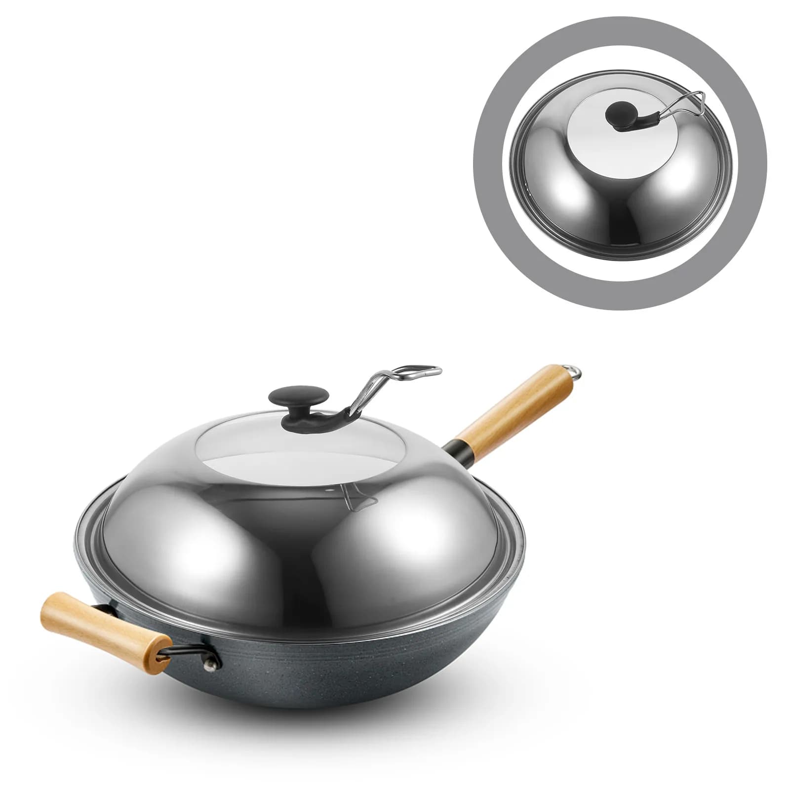 Coperchio Universale in Acciaio Inox per Pentole e Padelle, Multifunzione con Supporto Verticale per Cucina