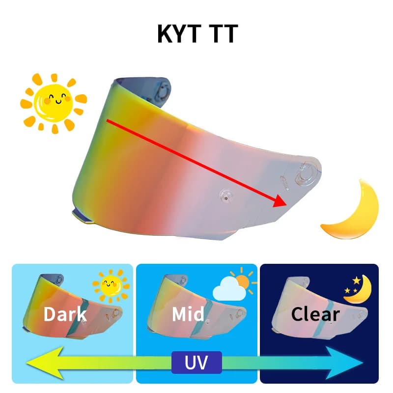 Photochromic Visor Lenses for KYT TT COURSE Motorcycle Helmet Shield Windshield Sunscreen TTC Helmets Accessories High Strength