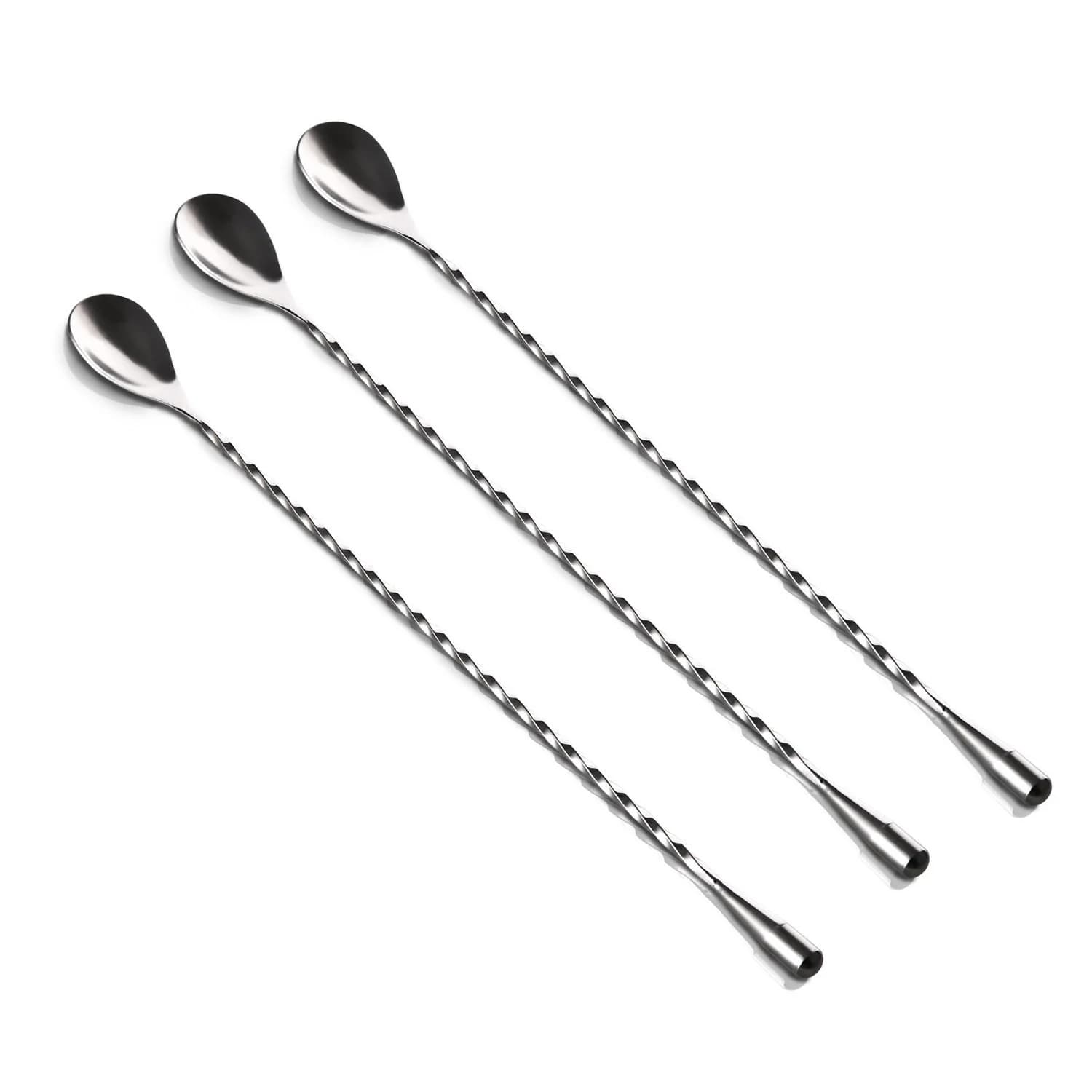 A20I 12 Inches Stainless Steel Mixing Spoon, Spiral Pattern Bar Cocktail Shaker Spoon