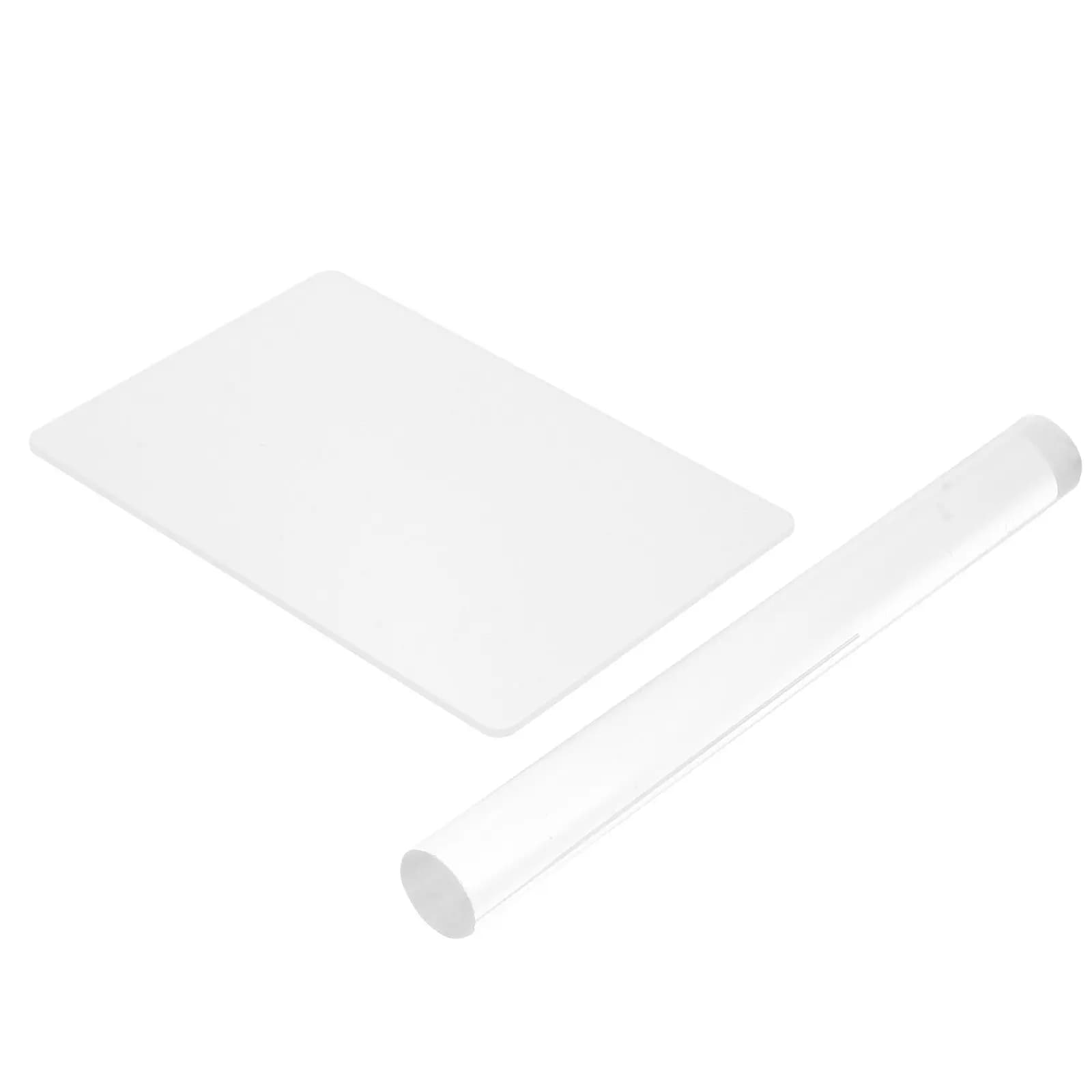 Set di 2 Utensili per Modellare l'Argilla: Rullo Acrilico 20x2cm e Tavola a Griglia 10x15cm, Accessori Essenziali per Lavorazione dell'Argilla Polimerica