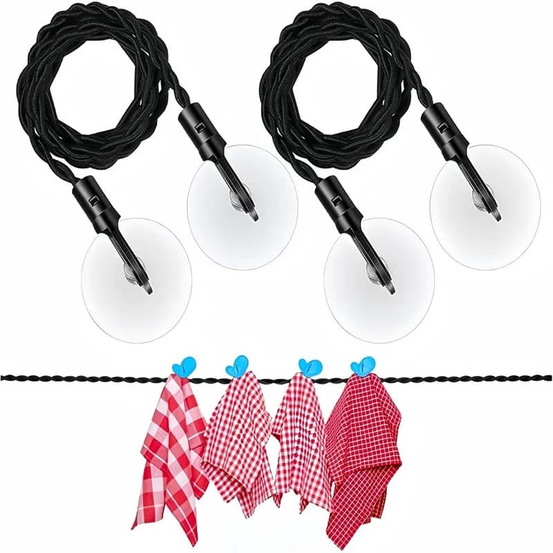 1/2 pezzi da viaggio antiscivolo stendibiancheria da viaggio all'aperto campeggio portatile asciugatura appendiabiti linea ventosa corda elastica