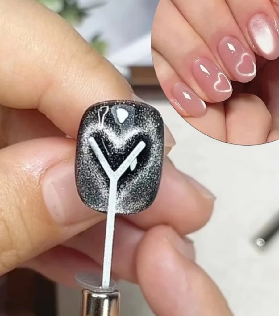 Y Shape Magnetic Heart Ausiliary Instrument (1/2/4 pieces) for Nail Magnet Application, Cat Eye Effect, Heart Shape Forms, Nail Gel, Fai-da-da- tool ♪