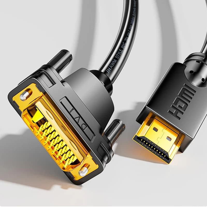 2-way square conversion cable from DVI to HDMI from 1.5 m, gaming computer accessories, large screen display, 4K laptop