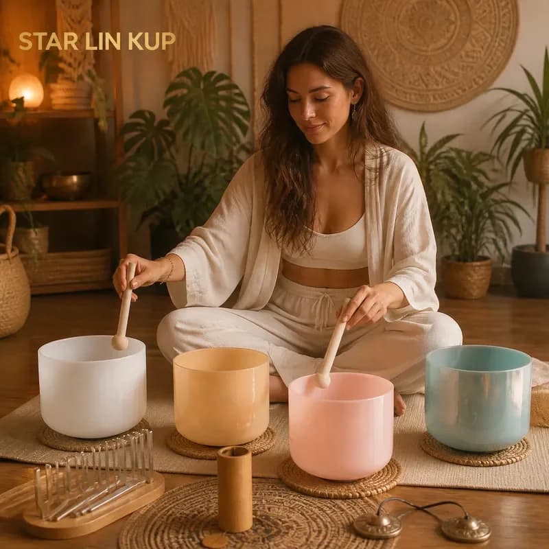 STAR LIN KUP Red Orange Alchemy Crystal Singing Bowl Glazed Quartz Sound Healing Meditation Chakra Balance Yoga Instrument