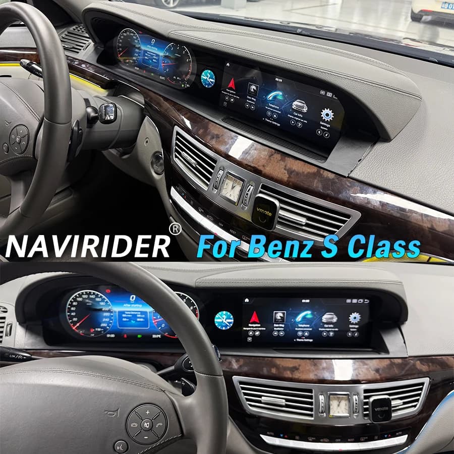 Schermo LCD integrato 3 in 1 a doppio display per Benz Classe S W221 S250 2006-2013, lettore video Carplay Android, GPS, autoradio multimediale