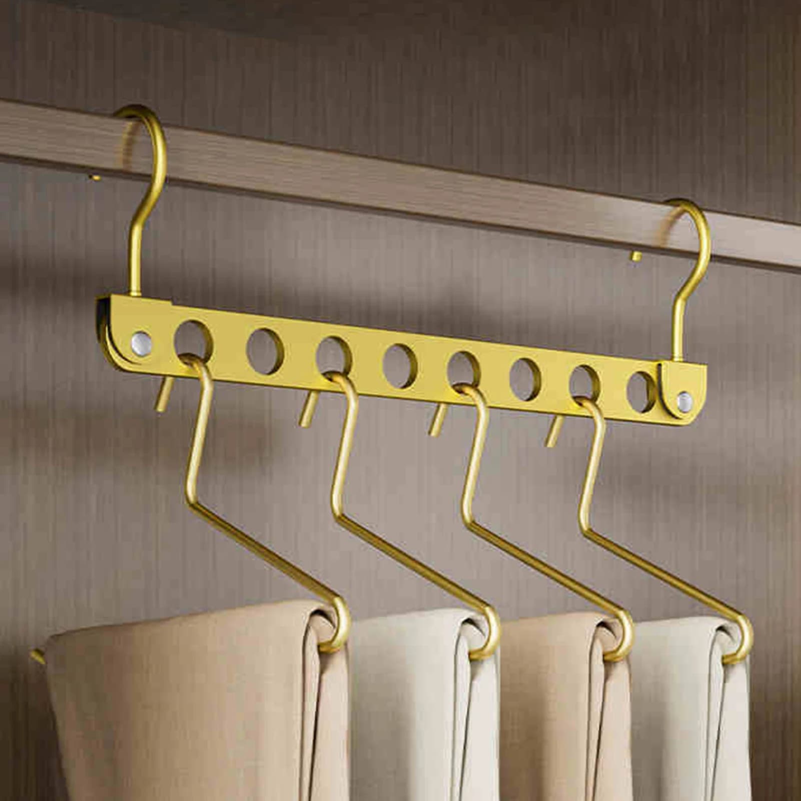 9 hole metal folding clothes hanger for trousers, multilayer magic organizer for clothes, traceless clip, space saving, for wardrobe