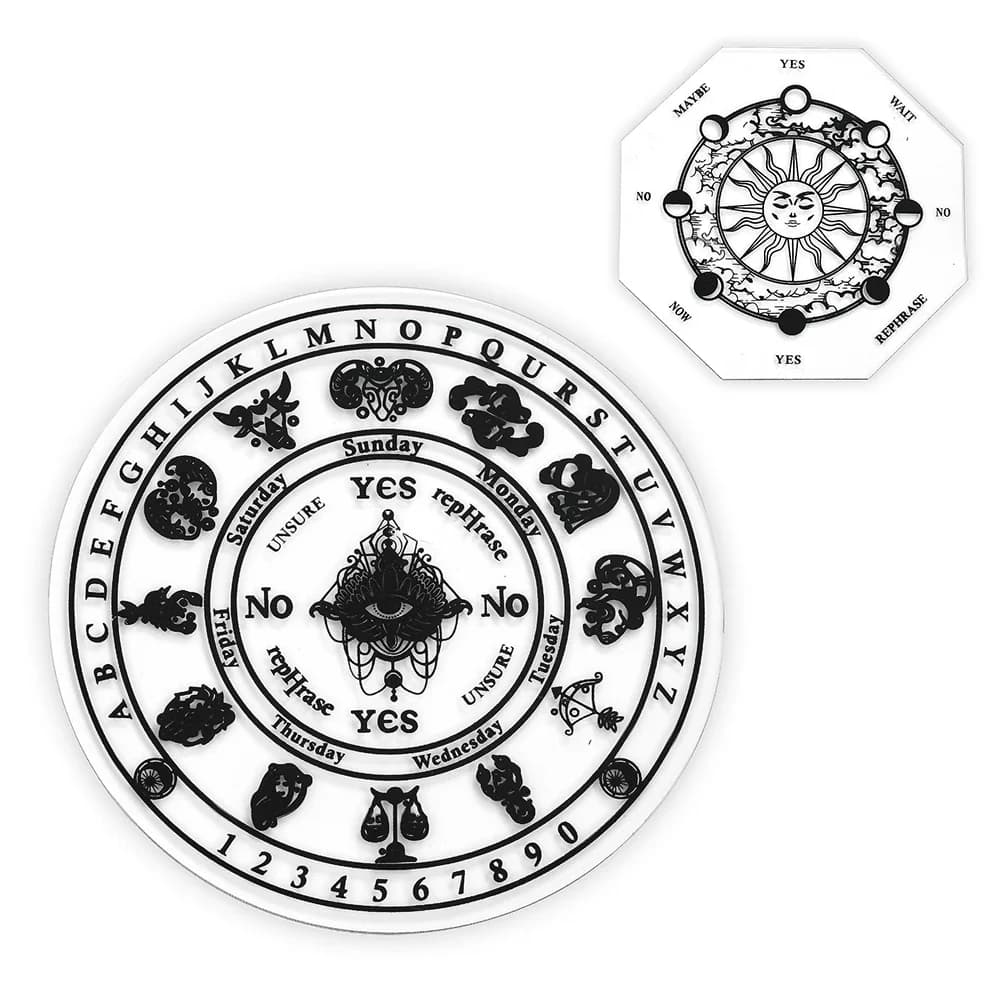 Pendolo acrilico Gioco da tavolo Divinazione Dowsing Dodici costellazioni Messaggio metafisico Stregoneria Altare Forniture per feste