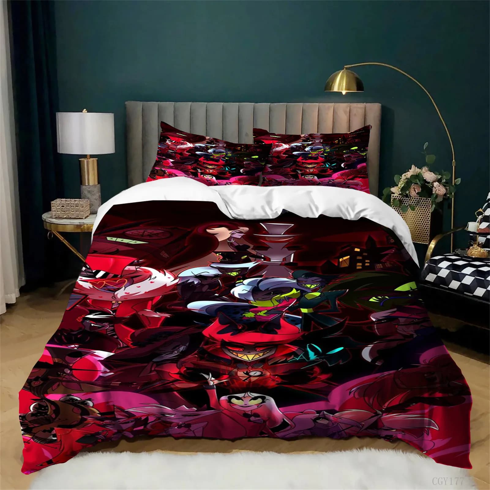 Set Copripiumino Ultra Morbido Hazbin Hotel, Coperta Leggera per Tutte le Stagioni, Set Biancheria da Letto Classico 3 Pezzi, Idea Regalo per Bambini e Ragazzi