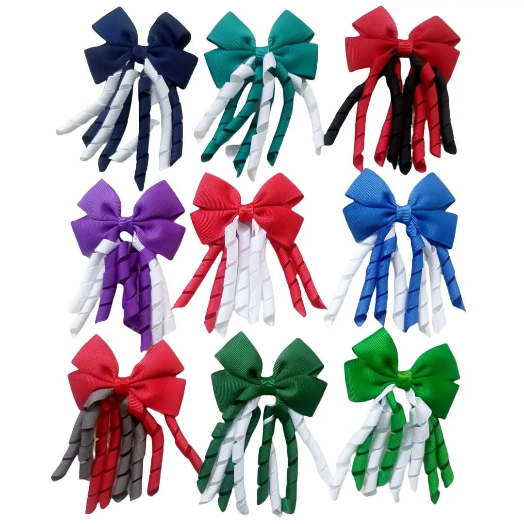 Ragazze Korker Archi Dei Capelli Pinze Fasce Elastiche Dei Capelli Cravatte 2.5 Pollici Bowknot Ricci Nastro Coda di Cavallo Forcelle Bambino Copricapi 10 PZ/LOTTO