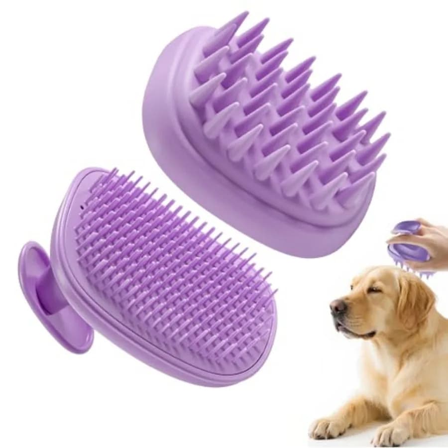 Spazzola 2-in-1 per il Bagno e il Massaggio dei Cani - Spazzola in Silicone per Cani e Gatti a Pelo Lungo e Corto, Scrubber per il Bagno degli Animali Domestici