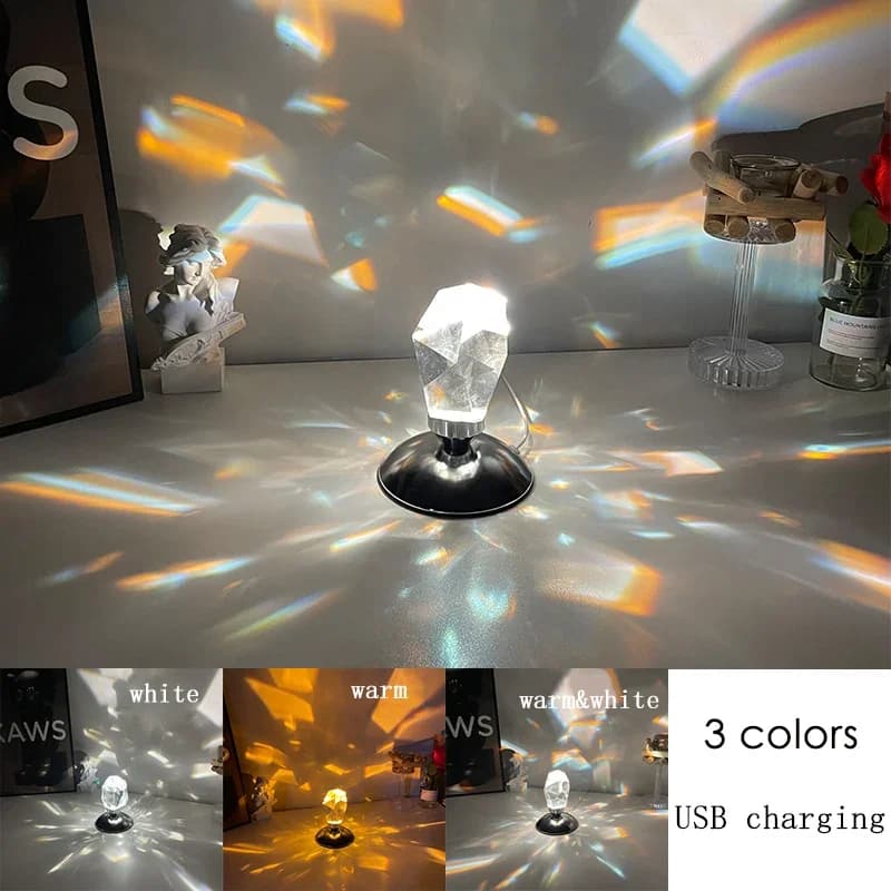 Lampada da tavolo in pietra di cristallo con ombra di luce RGB a 16 colori, lampada da tavolo con diamanti, decorazione per la casa, camera da letto, soggiorno, regalo di San Valentino