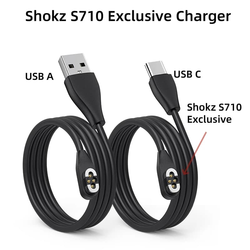 Shokz OpenSwim Pro headphone charging cable with USB/type C bony headphone charger for Aftershokz S710