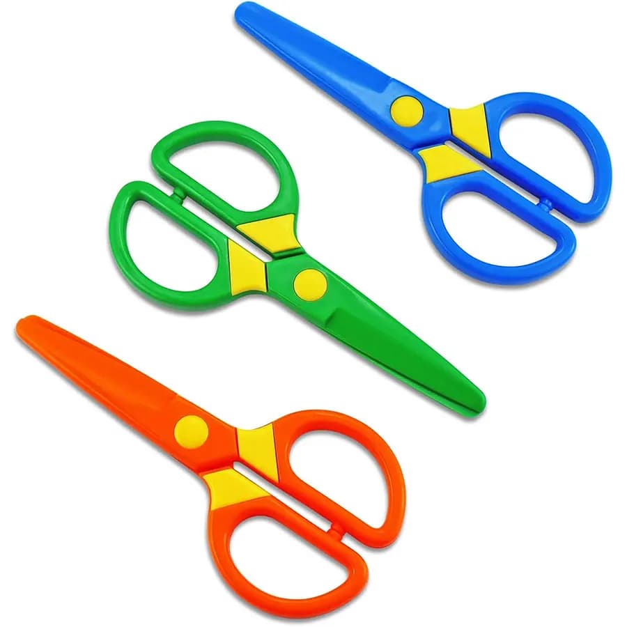 Forbici di Sicurezza in Plastica con Punta Smussata per Bambini, Strumenti per l'Allenamento Prescolare, Artigianato, Sviluppo della Coordinazione Occhio-Mano, Utensili per Plastilina
