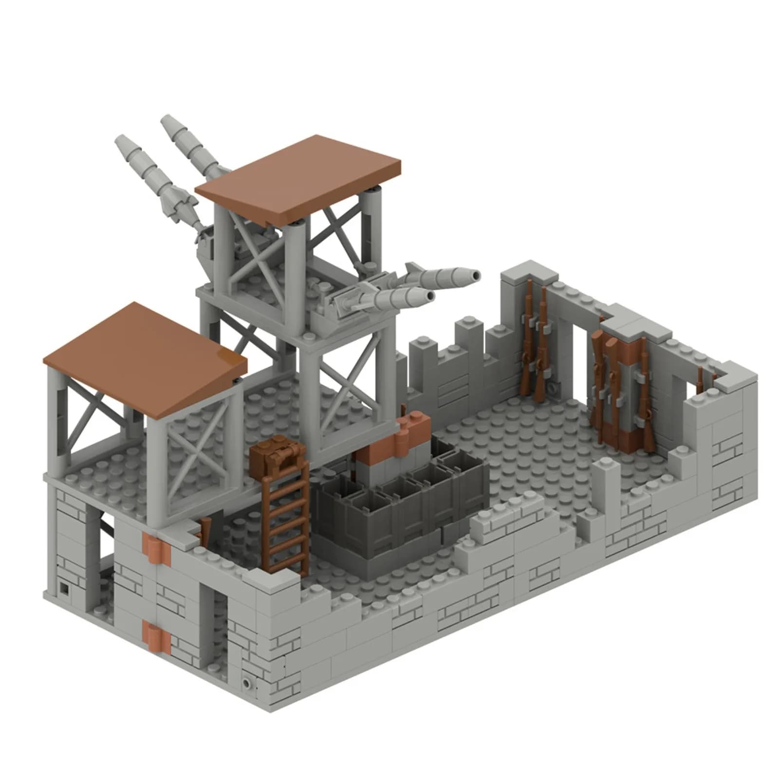 MOC Scena Militare DIY Base Battle Royale Blocchi da Costruzione Assemblabili Base Abbandonata/Magazzino/Fortezza Giocattoli Fai-da-Te Regali per Bambini