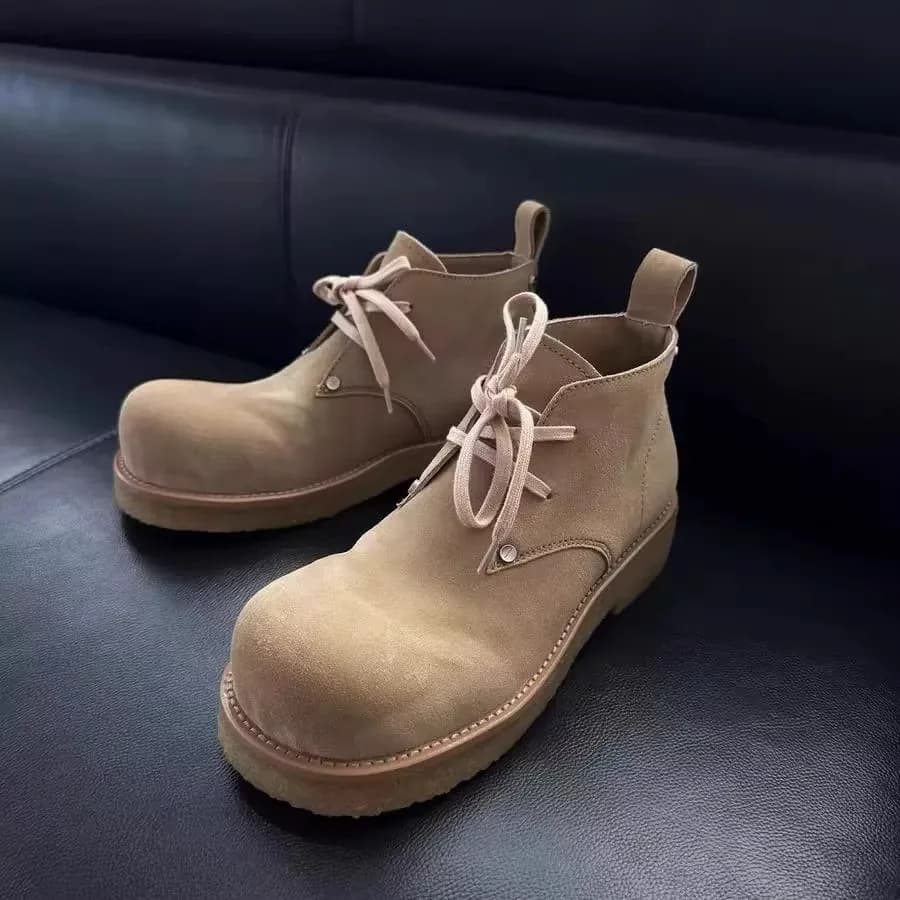 Miey Round Head Or Boots Stivali da uomo in pelle rialzati Thi Bot Testa grande oes Pelle ad alto aiuto...