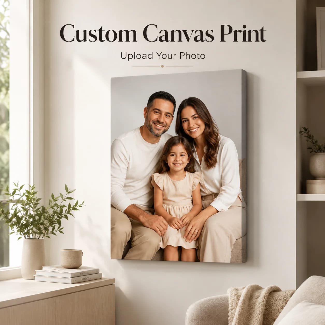 Custom Wall Art - Personalized Canvas Photo Frame UV Ink Print Picture Wrapped Decor for Home Bedroom Living Room Office